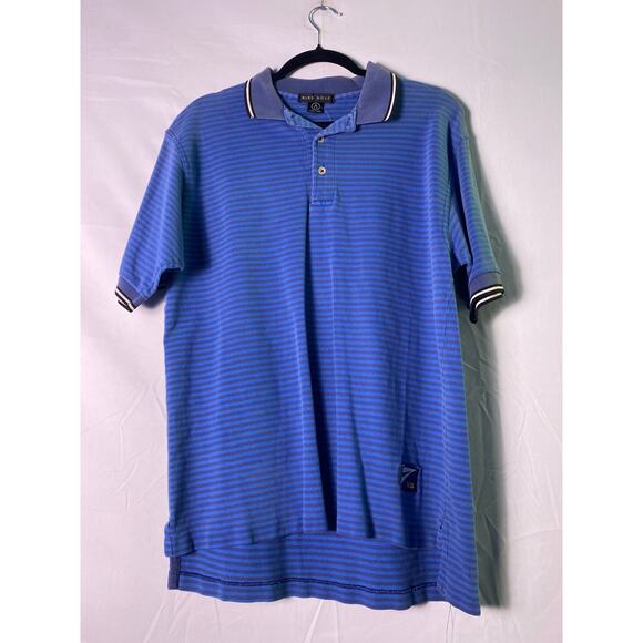 Vintage Nike Golf Blue Gray Striped Short Sleeve Polo Shirt Men's Size Medium - Picture 1 of 2
